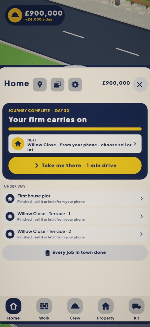The builder's phone, with the firm's jobs and what to do next
